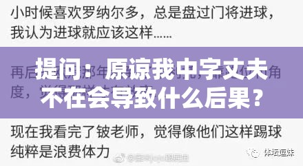 提问：原谅我中字丈夫不在会导致什么后果？引发众人关注与探讨