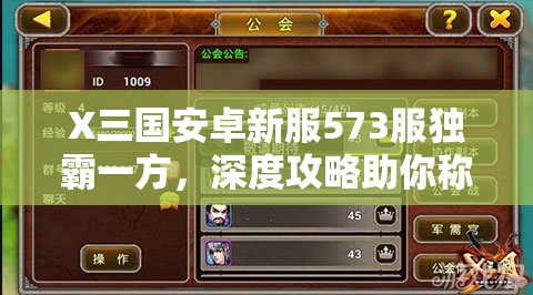 X三国安卓新服573服独霸一方，深度攻略助你称霸，你真的准备好了吗？