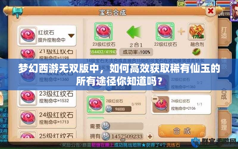 梦幻西游无双版中，如何高效获取稀有仙玉的所有途径你知道吗？