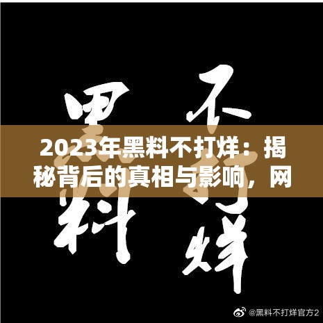 2023年黑料不打烊：揭秘背后的真相与影响，网友热议不断