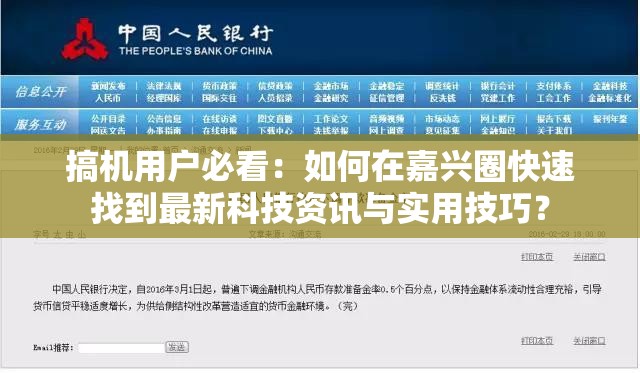 搞机用户必看：如何在嘉兴圈快速找到最新科技资讯与实用技巧？
