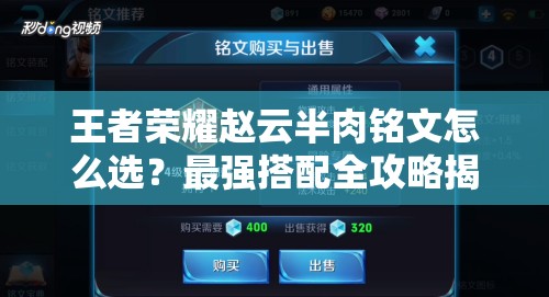 王者荣耀赵云半肉铭文怎么选？最强搭配全攻略揭秘！