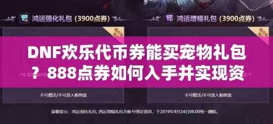 DNF欢乐代币券能买宠物礼包？888点券如何入手并实现资源管理优化？