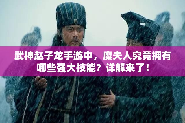 武神赵子龙手游中，糜夫人究竟拥有哪些强大技能？详解来了！