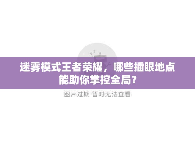 迷雾模式王者荣耀，哪些插眼地点能助你掌控全局？