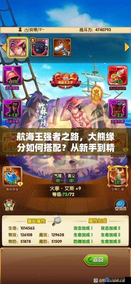 航海王强者之路，大熊缘分如何搭配？从新手到精通全面解析！