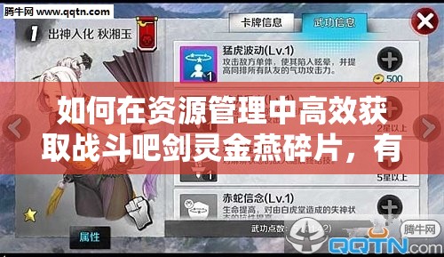 如何在资源管理中高效获取战斗吧剑灵金燕碎片，有何重要性？