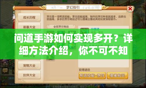 问道手游如何实现多开？详细方法介绍，你不可不知的秘诀！