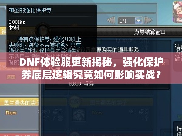 DNF体验服更新揭秘，强化保护券底层逻辑究竟如何影响实战？