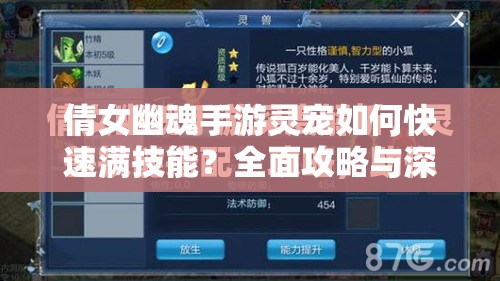 倩女幽魂手游灵宠如何快速满技能？全面攻略与深度解析揭秘！