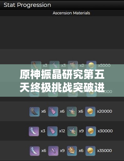 原神振晶研究第五天终极挑战突破进阶极限的深度策略解析，高配阵容+实战连招助你制霸全关卡